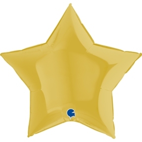 Шар (36''/91 см) Звезда, Светлое золото(желтый), 1 шт.